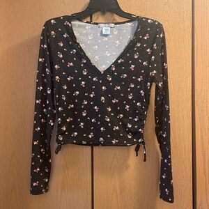 GOOD LUCK GEM Black Floral Long Sleeve Shirt